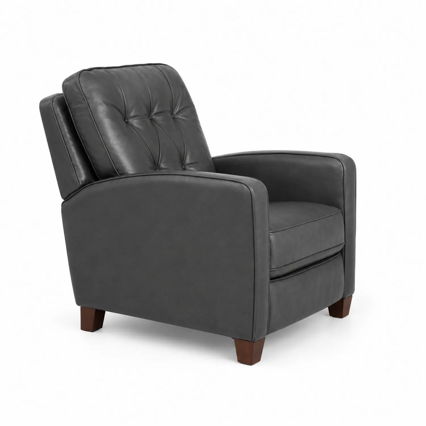 Fauteuil en cuir synthétique gris avec pieds en bois