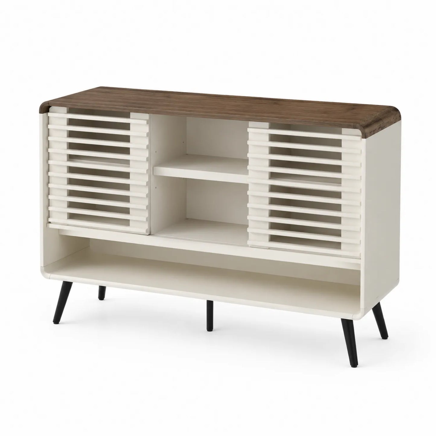 Console de salon en bois MDF blanc, brun et noir 120x40x80 cm