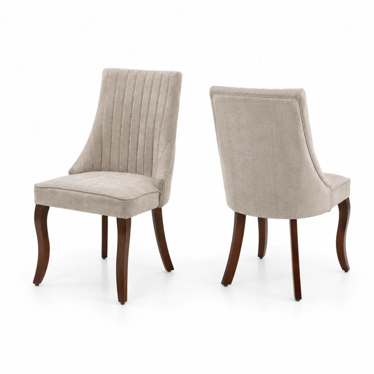 Chaise de salle à manger en tissu beige avec pieds en bois