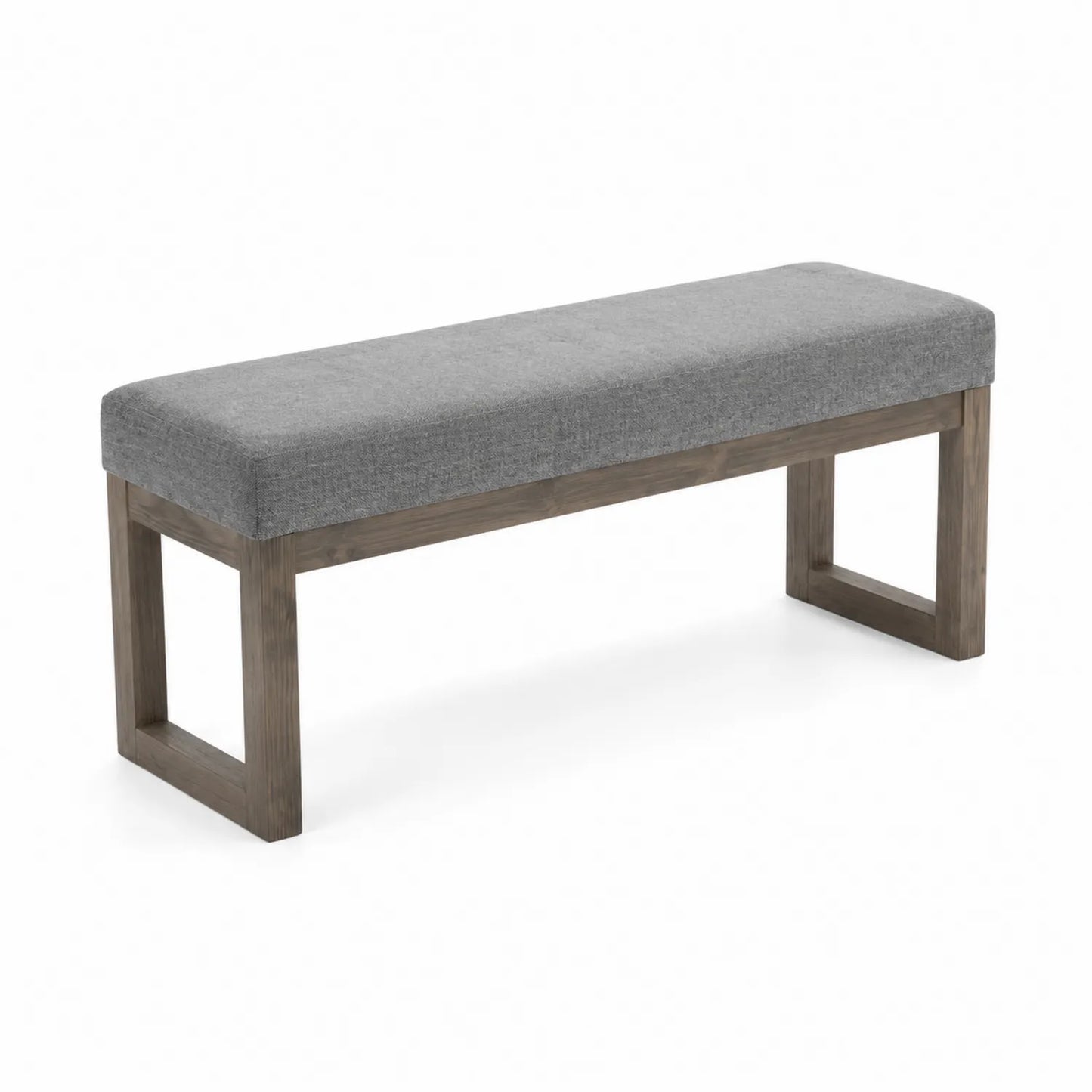 Banc en bois et tissu gris 120x35x45 cm
