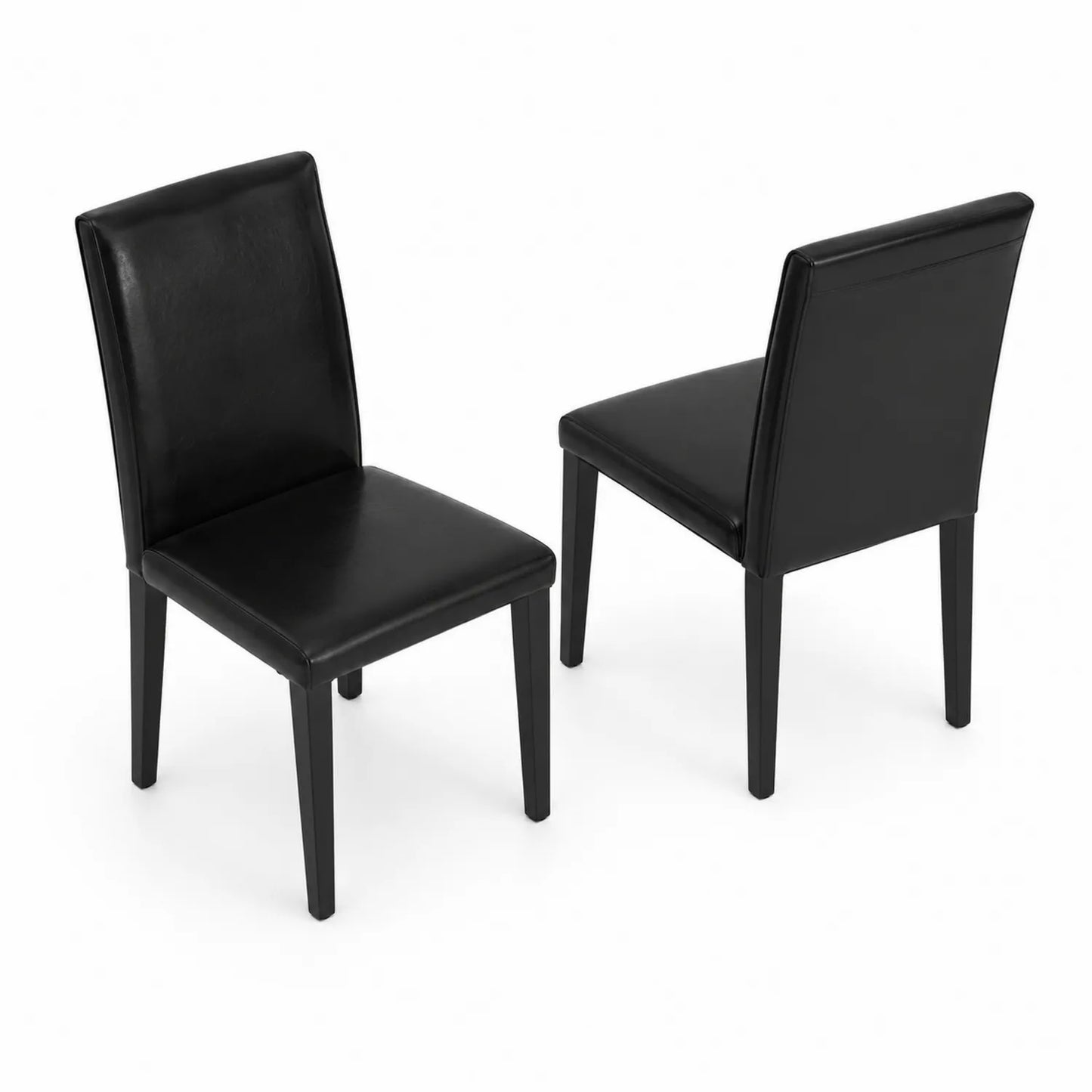 Paire de chaises en bois et cuir PU noir
