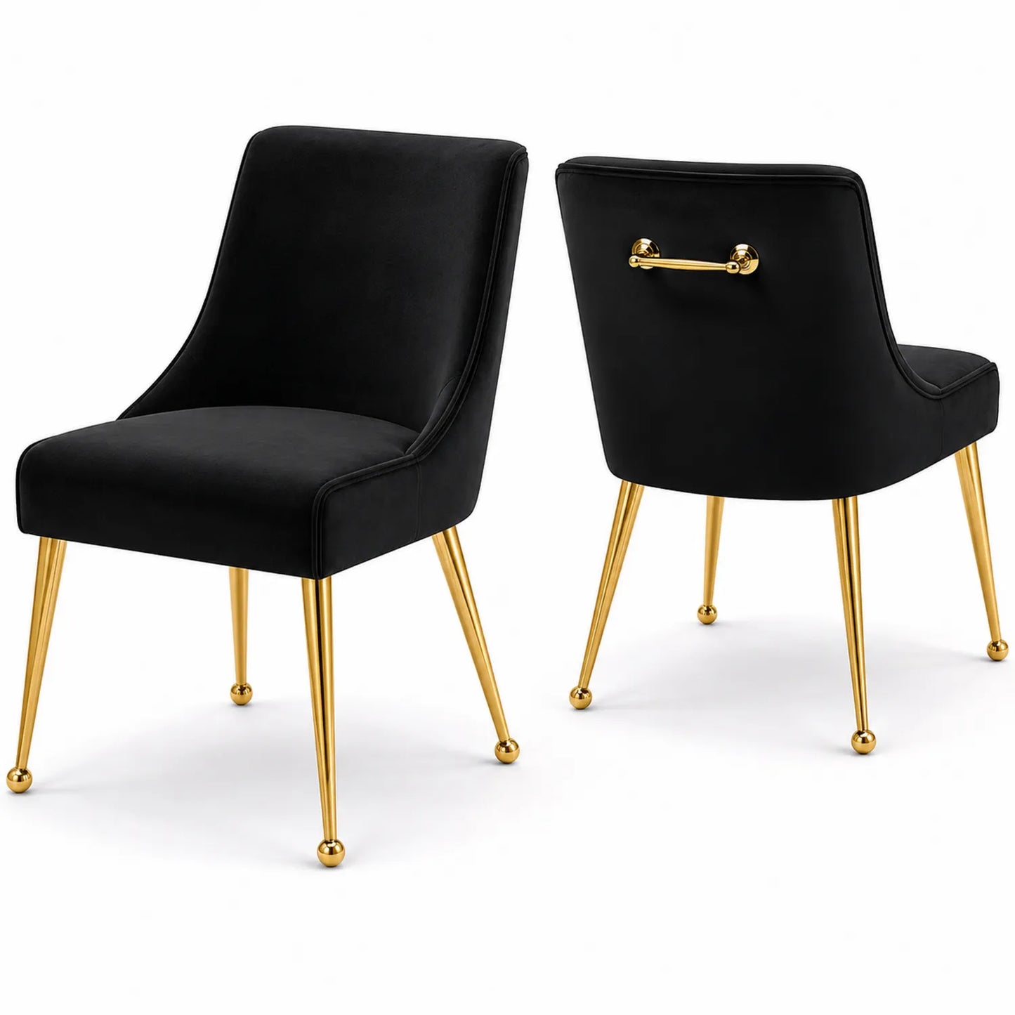 Chaise en velours avec pieds en métal doré