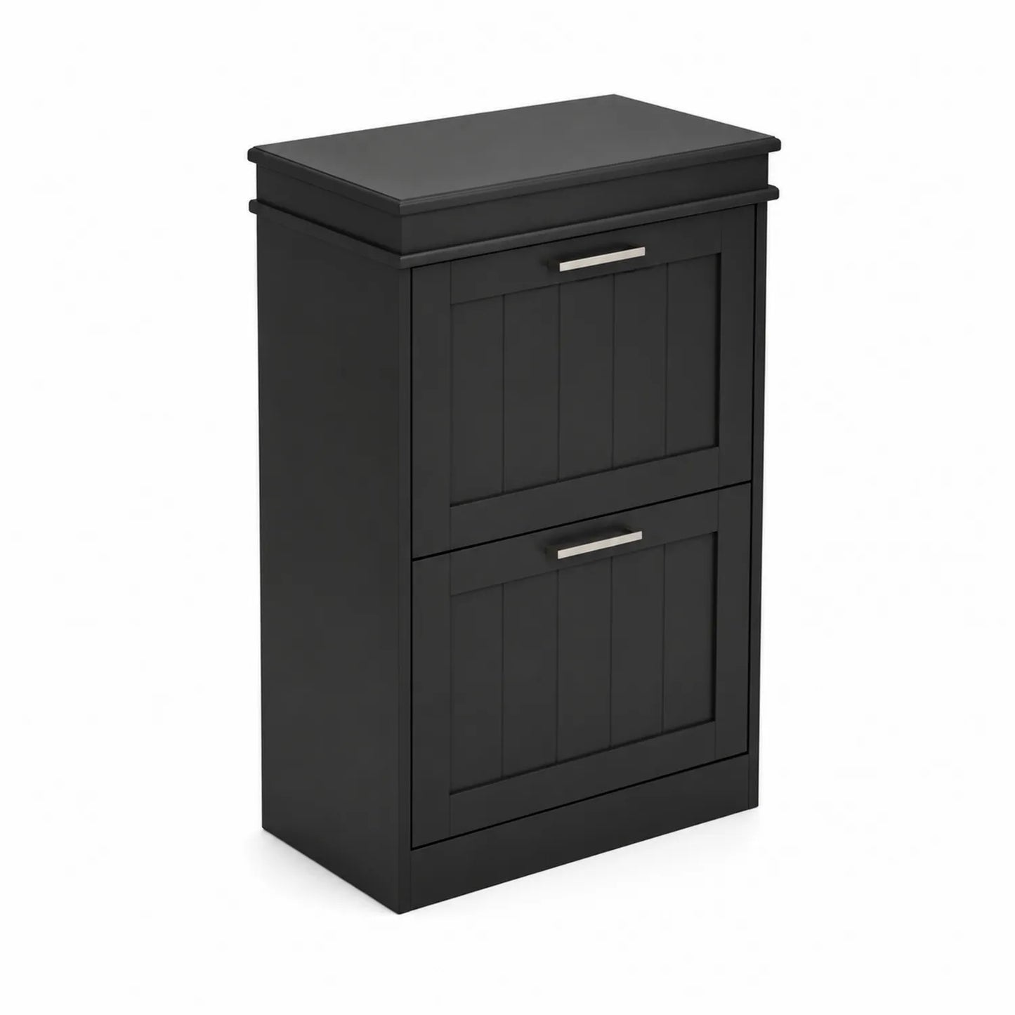 Schuhschrank, 2 Schubladen, aus Holz, Schwarz