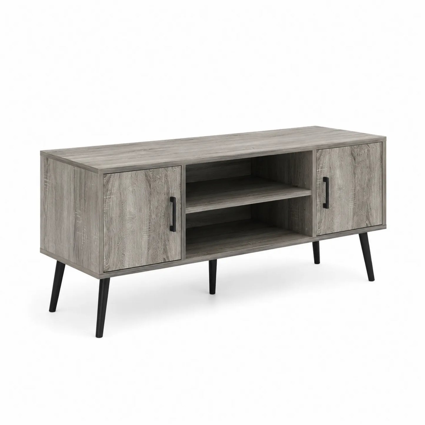 Meuble TV en bois composite et métal Gris