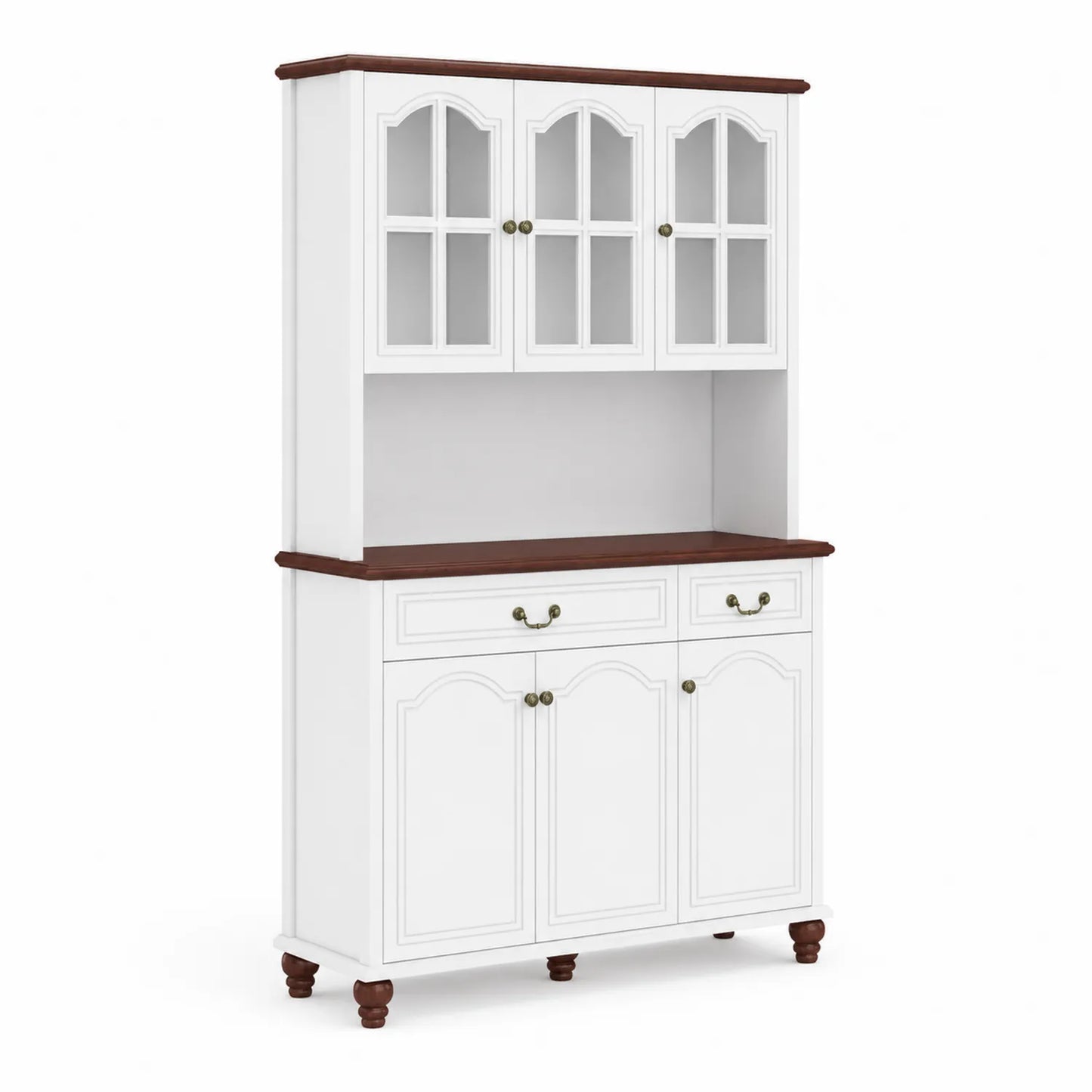 Buffet en Bois avec Vitres - 3 Portes et 2 Tiroirs