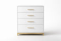 White Wooden 4-Drawer Cabinet with Gold Handles