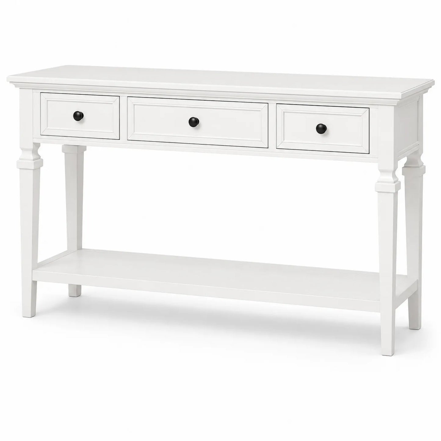 Console en Bois MDF Blanc avec 3 Tiroirs