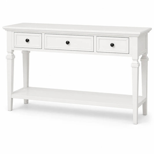 Console en Bois MDF Blanc avec 3 Tiroirs