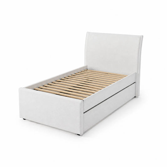 Lit simple en bois et tissu