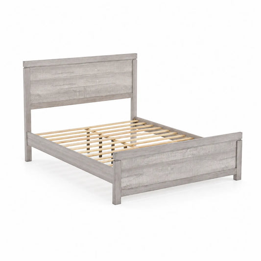 Lit double en bois de pin gris avec lattes 200x150 cm