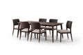 Wood Dining Table and Chair Set with Upholstered Seats Brown