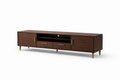 Wood TV Stand with Storage Cabinets and Drawers in Brown Finish