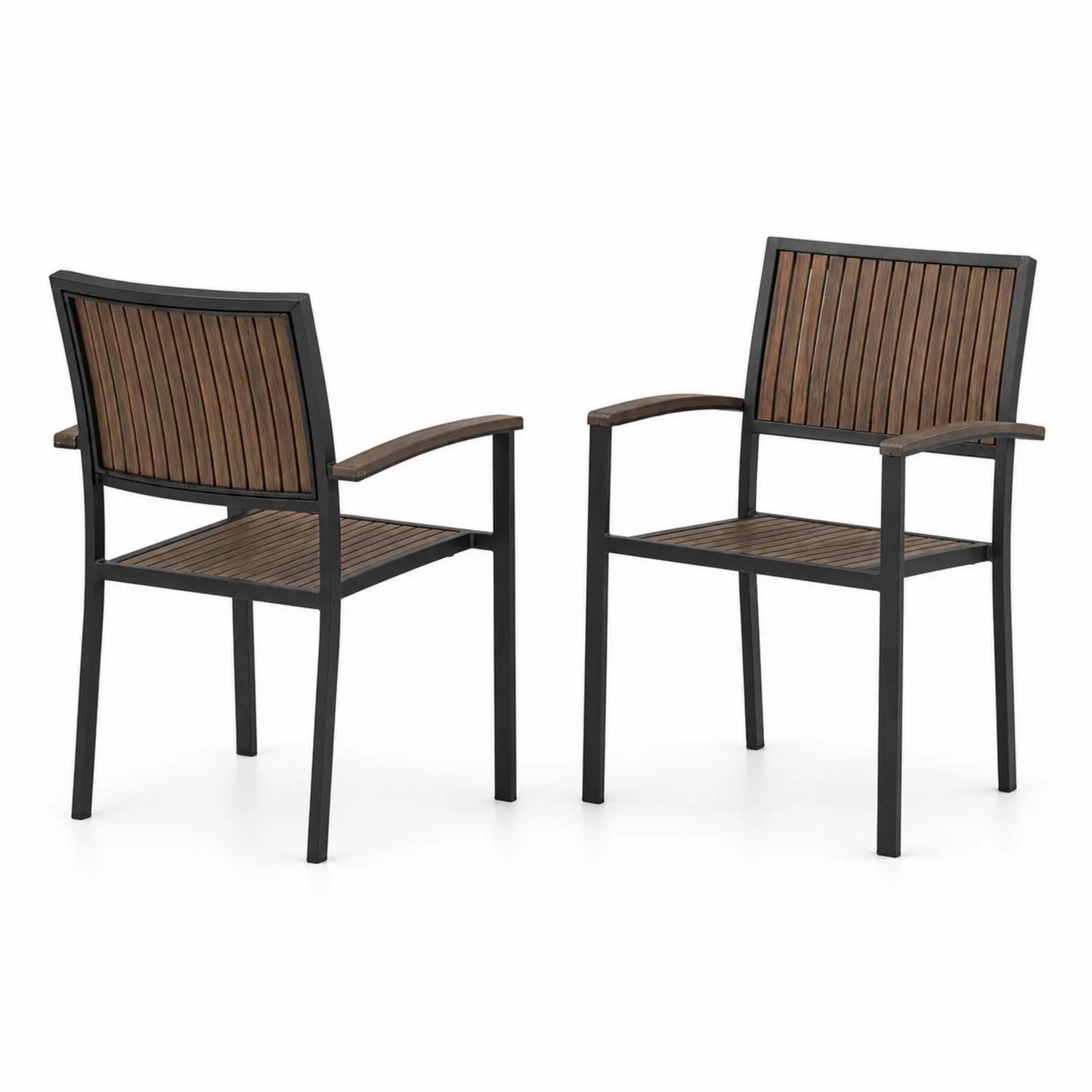 Lot de 2 chaises d'extérieur en aluminium et polywood brun