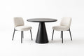 Dining Table Set with Round Black Steel Table and Polyester Fabric Chairs
