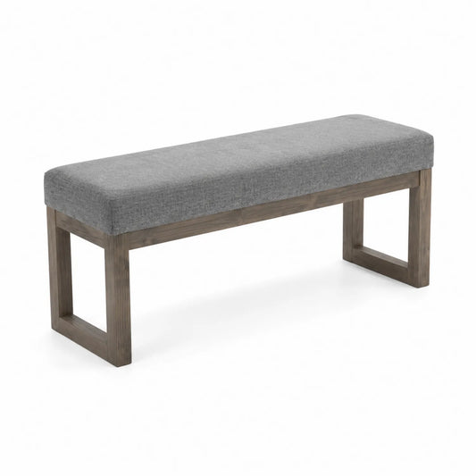 Banc en bois et tissu gris 120x35x45 cm