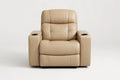 Recliner Lounge Chair PU Leather Manual Adjustable with Cup Holders Beige