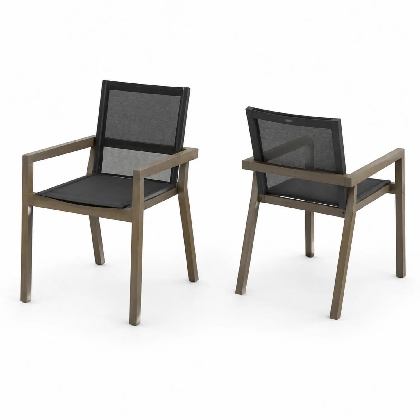 Lot de 2 chaises de jardin en aluminium et textilène noir