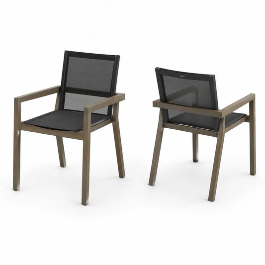 Lot de 2 chaises de jardin en aluminium et textilène noir