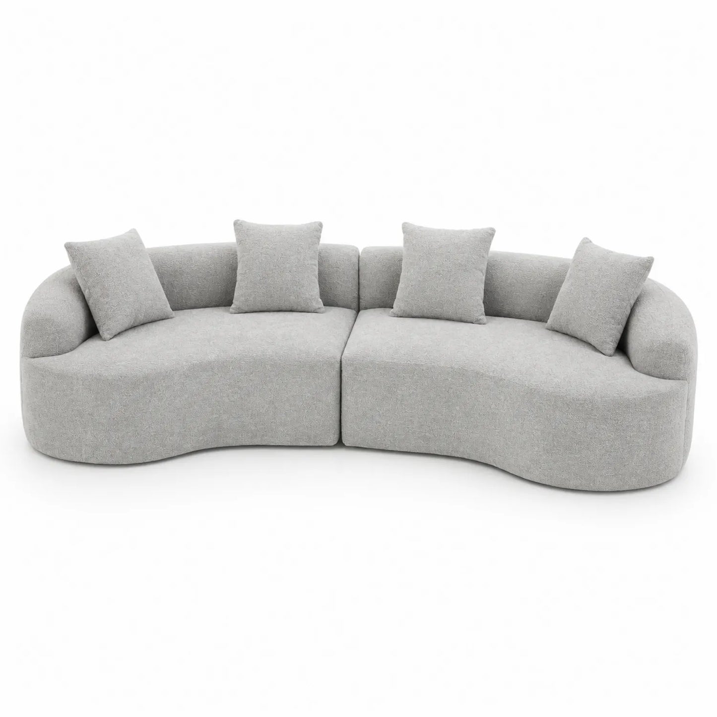 Canapé courbé en tissu gris, 320 cm