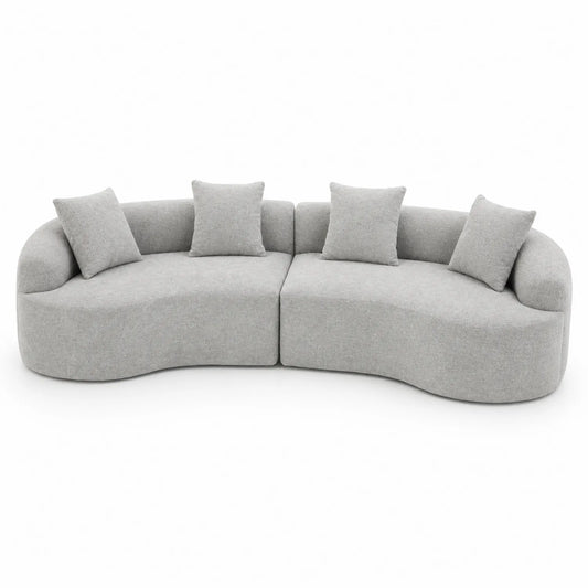 Canapé courbé en tissu gris, 320 cm