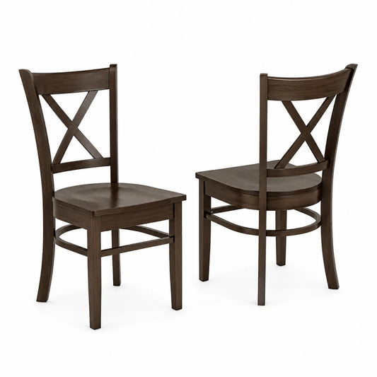 Chaises en bois avec dossier croisé Marron foncé lot de 2