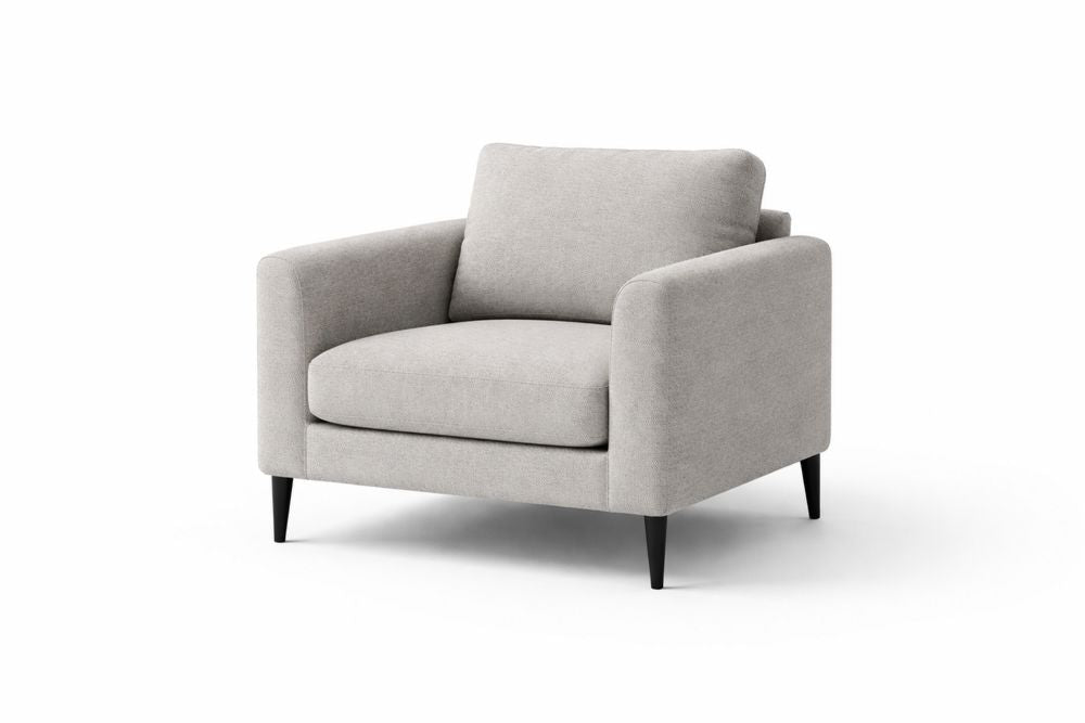 Grey Upholstered Lounge Chairs with Solid Wood Legs