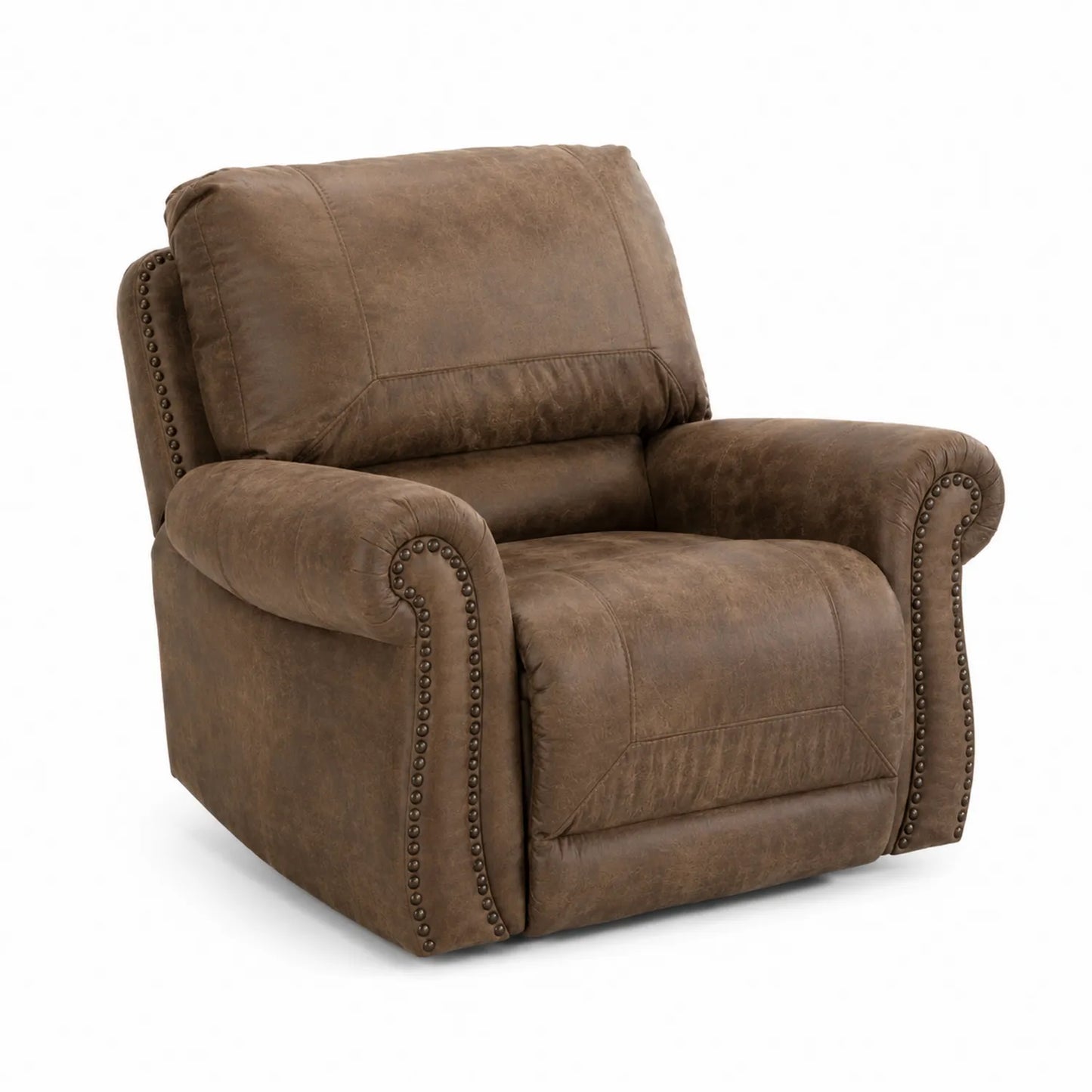 Fauteuil Relaxation en Cuir Synthétique Marron avec Rivets 90x85x100 cm
