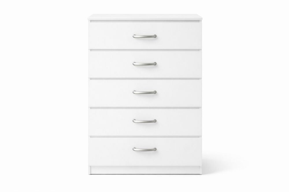 Five-Drawer Chest MDF White 80cm Height