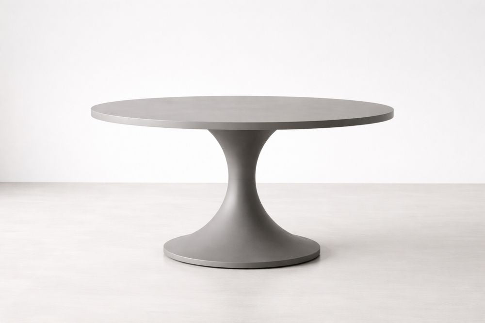 Round Concrete Dining Table with Pedestal Base Grey Ø 120 cm