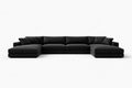 Polyester Fabric Upholstery Modular Sectional Sofa L-Shaped Black