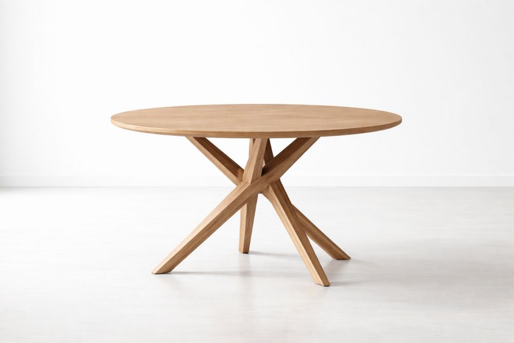 Round Oak Dining Table Solid Wood 120cm Diameter