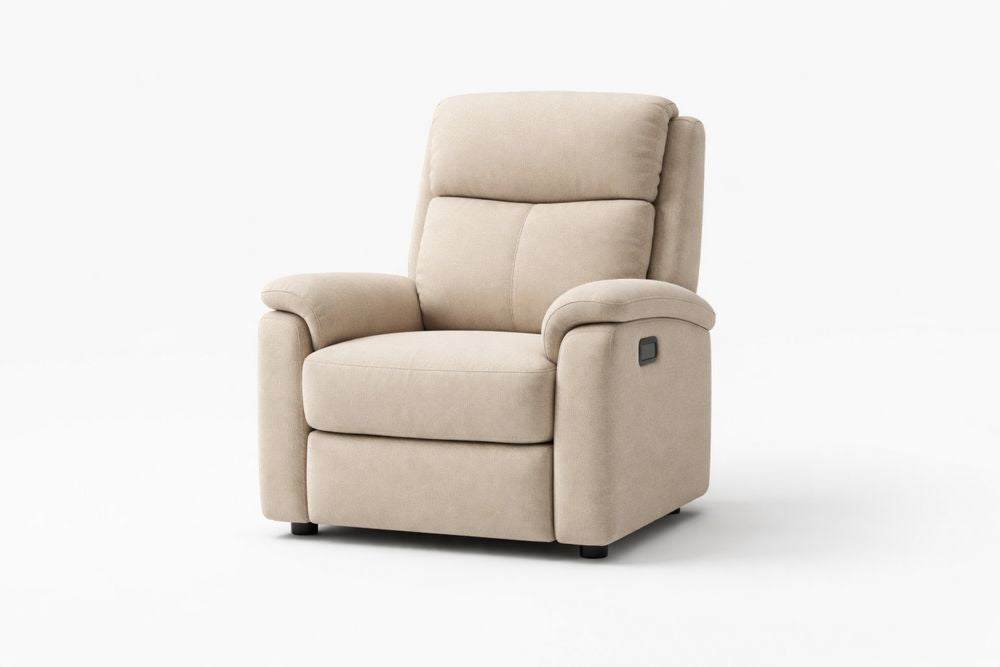 Beige Polyester Recliner Lounge Chair with Manual Adjustment