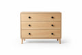 Three-Drawer Oak Cabinet with Black Handles